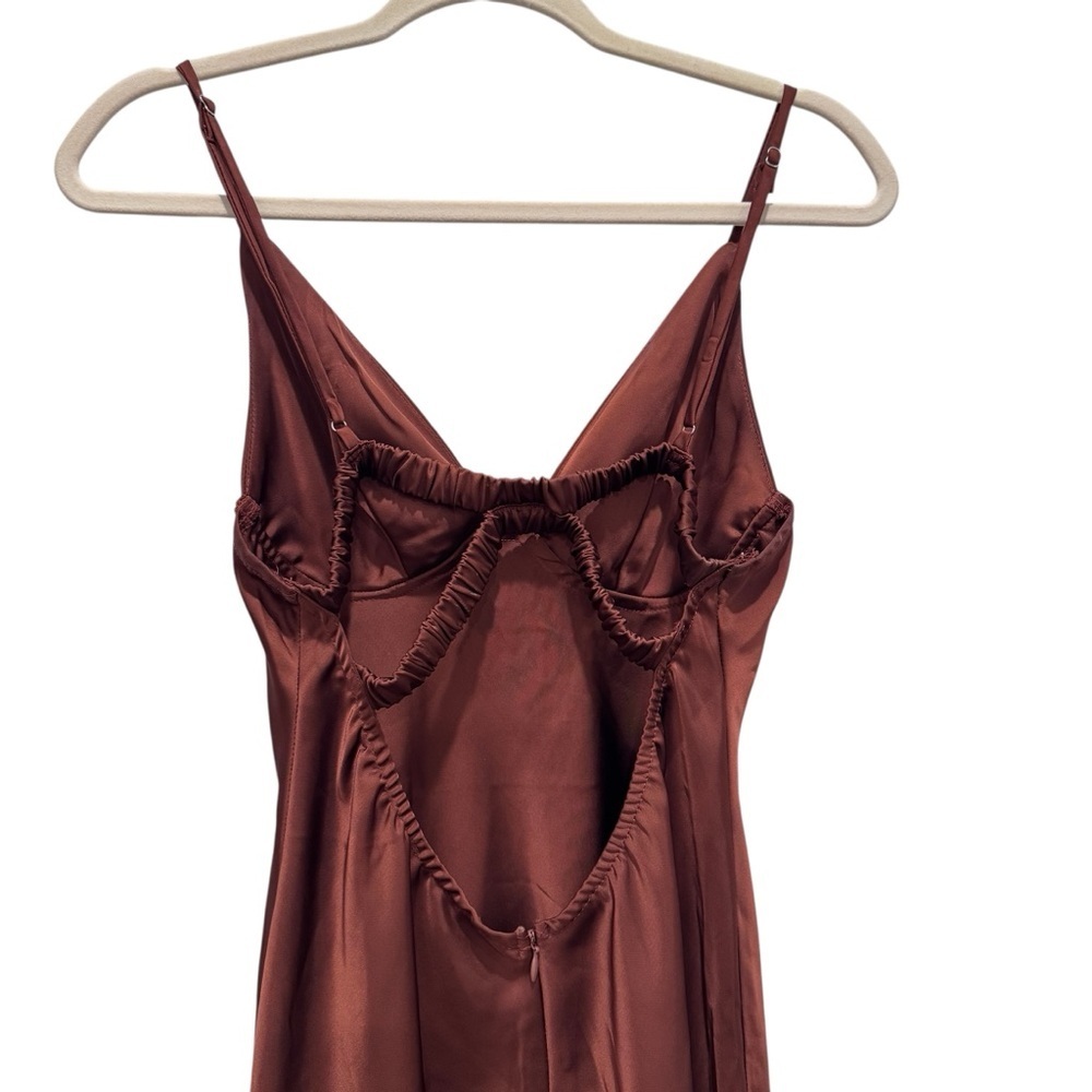 Hello Molly Maxi Dress Lace Strappy Wedding Formal Chic Umber Brown Sz M - Picture 8 of 13